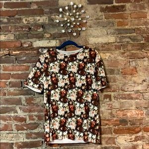 Zara floral velvet shirt